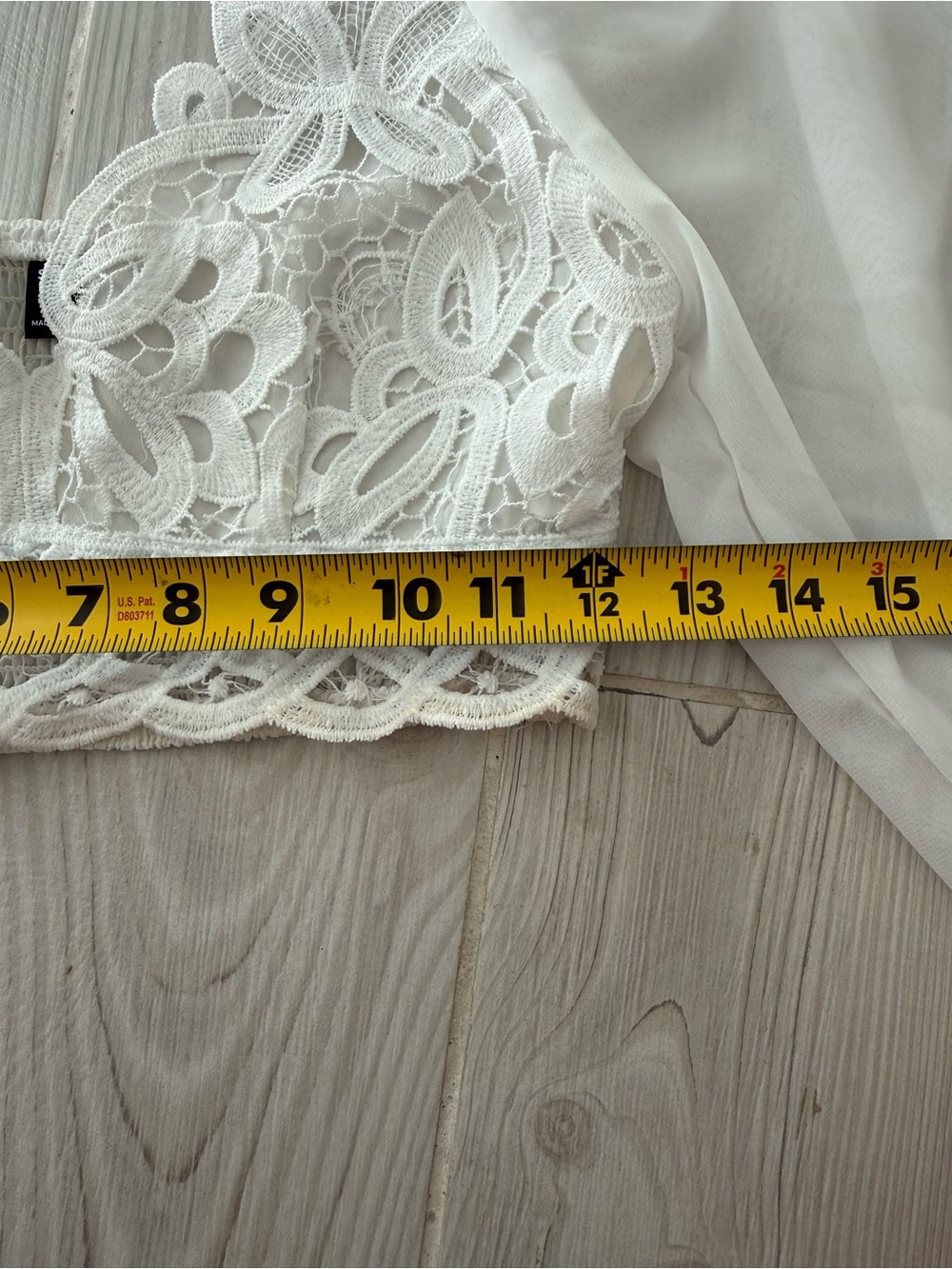 White Lace Puff-Sleeve Crop Top - Picture 3 of 4